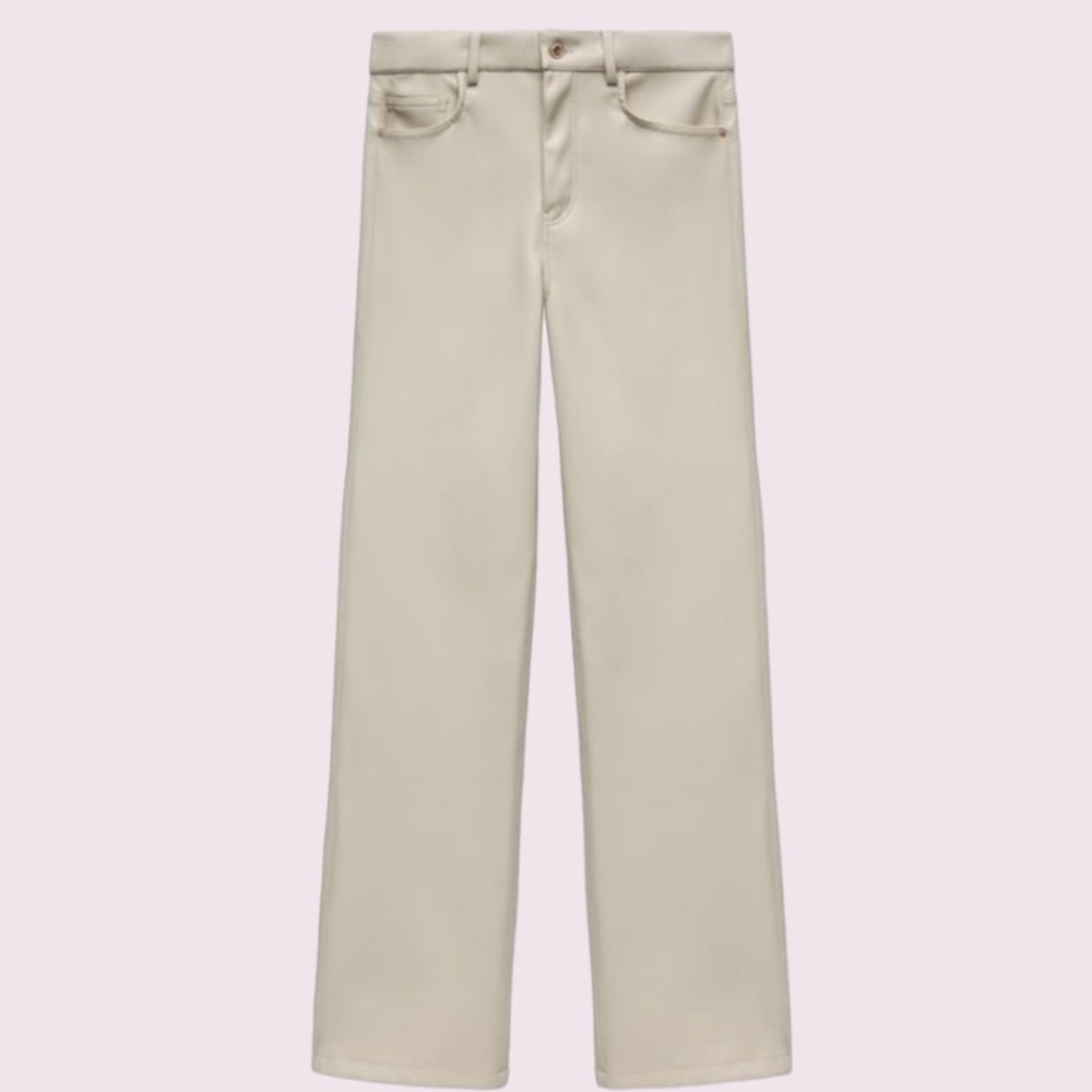 Zara Cream Faux Leather Pants